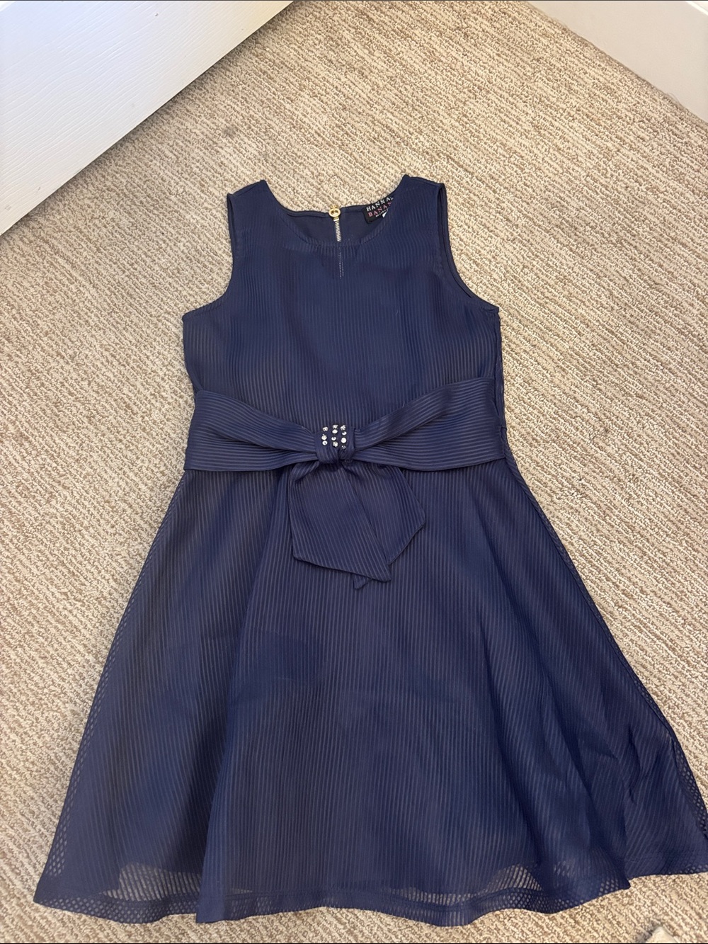 Sara Sara Hannah Banana Navy Dress with Gold Zipper